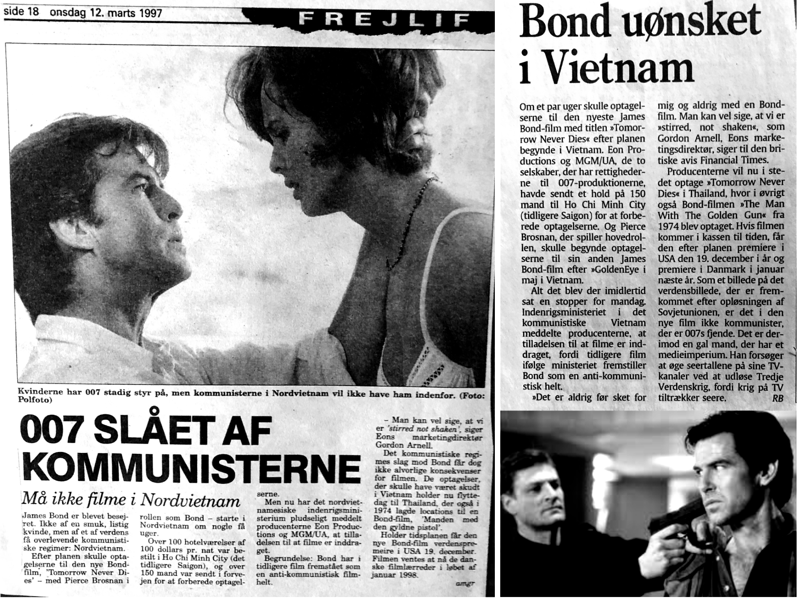 Bond i Vietnam. Ekstra Bladet. Pierce Brosnan. Sean Bean. Kommunist