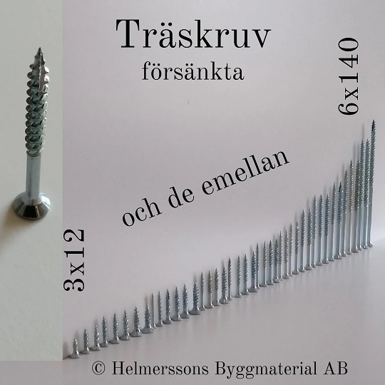 Träskruv försänkta