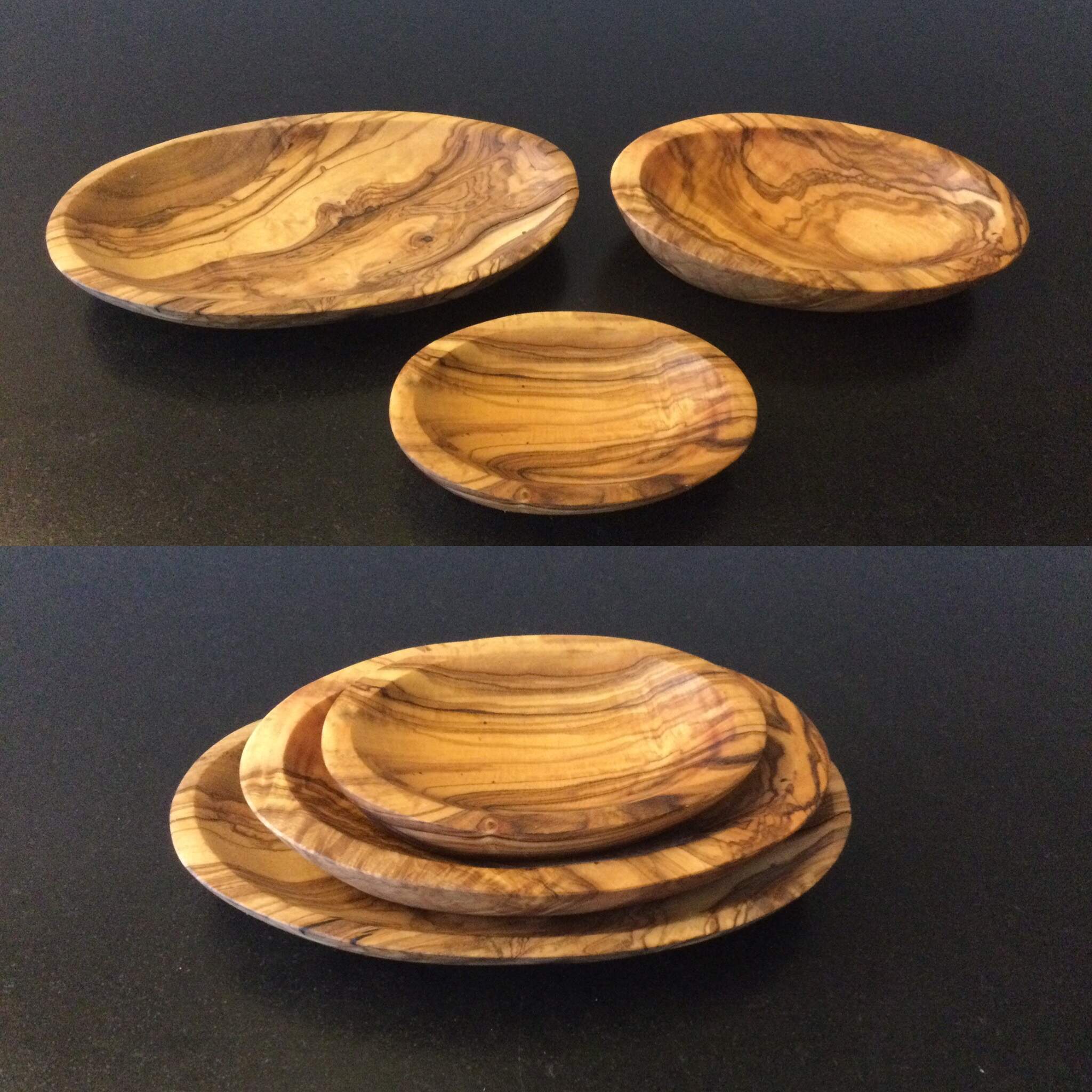 Olive Wood: Stackable appetizer dishes (Set of 3)