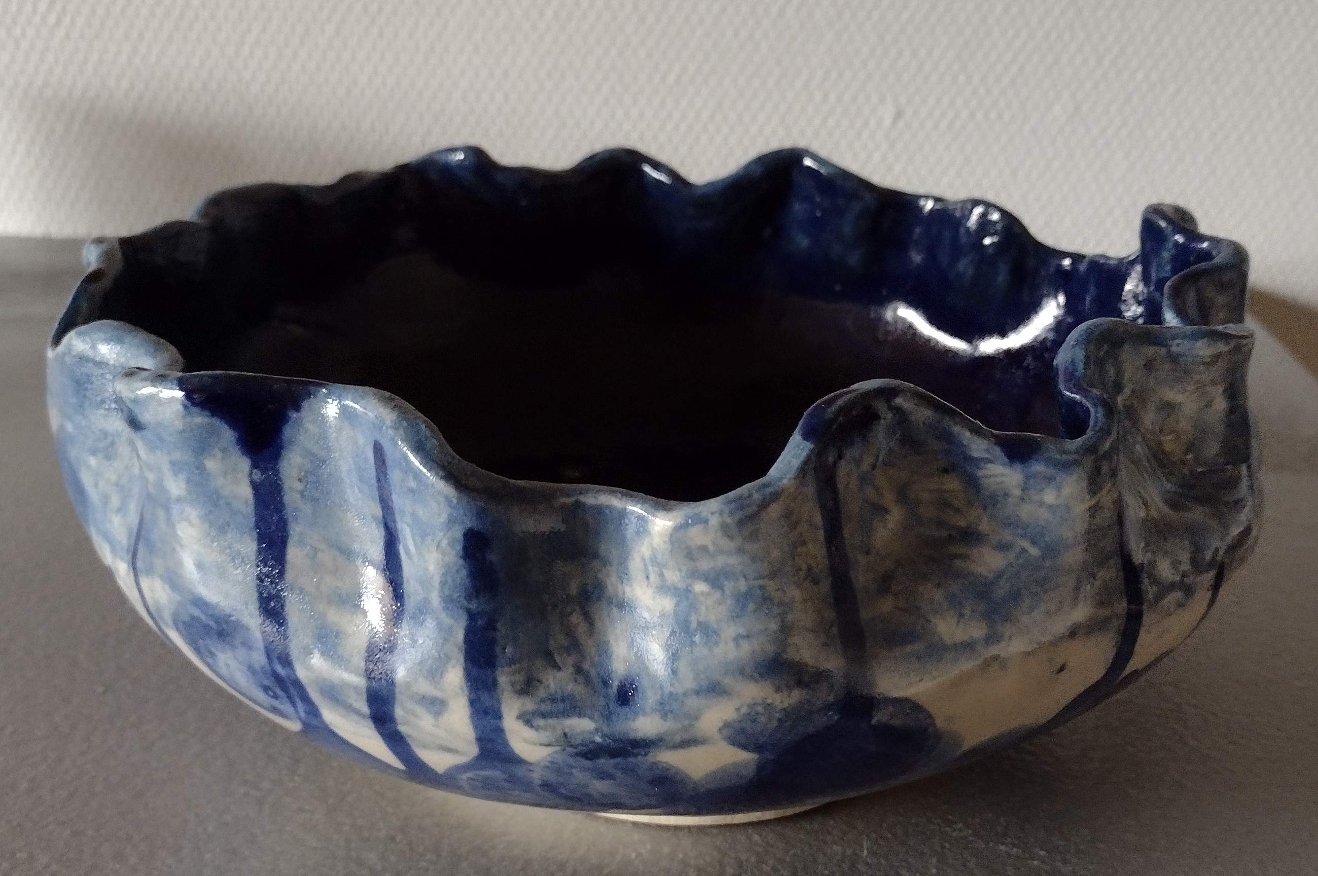 Blue stoneware.