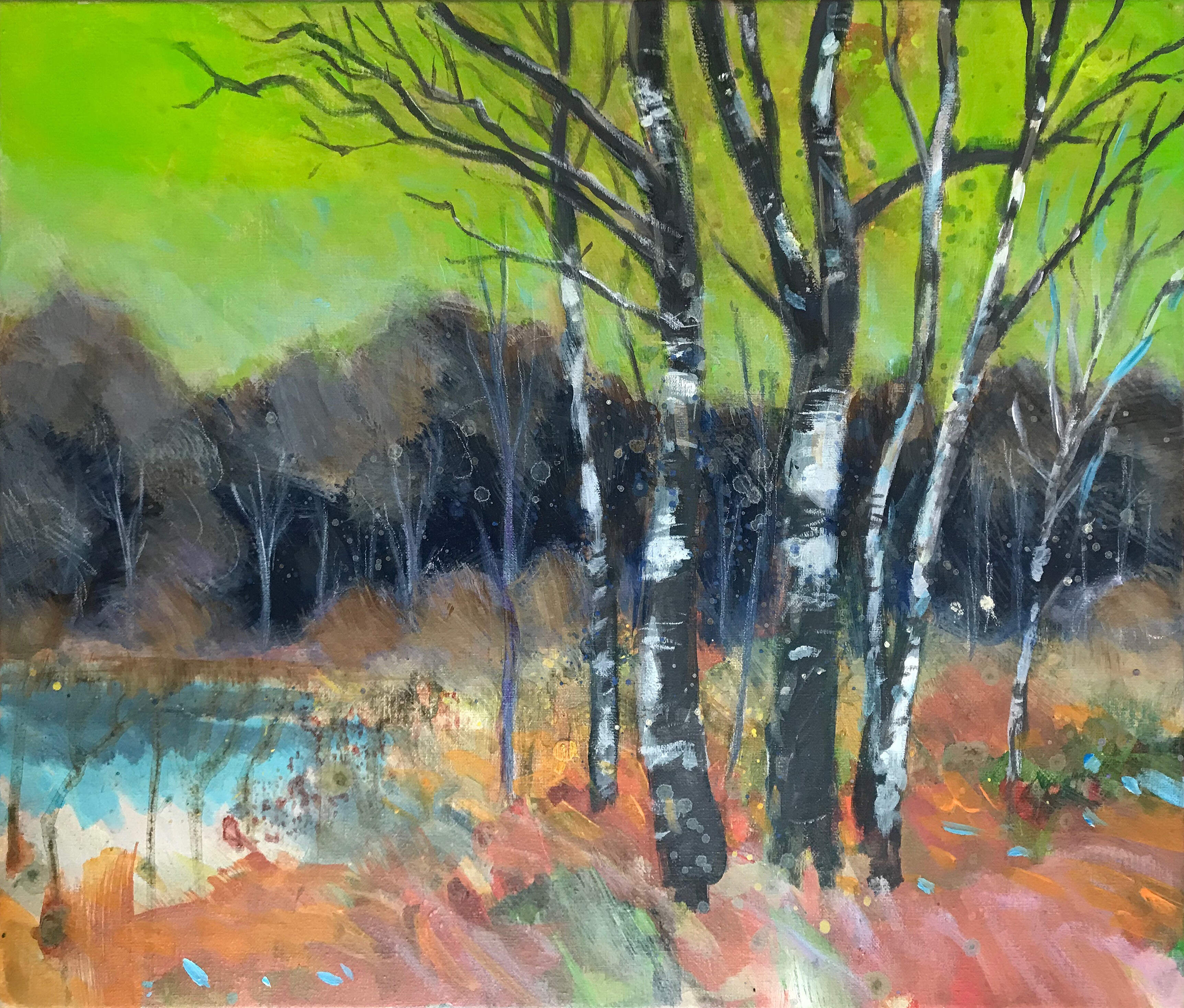 Birketræer i Rold Skov maleri af Ole Pihl