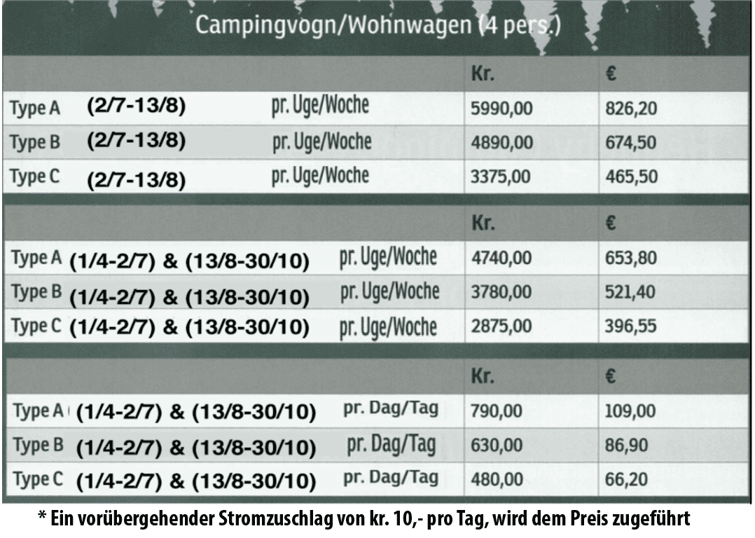 Prices Henneby Camping