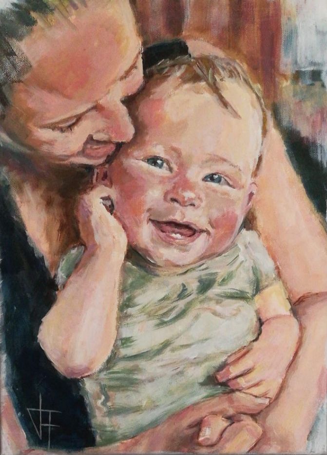 Acryllic 40 x30 Painting of mother and child