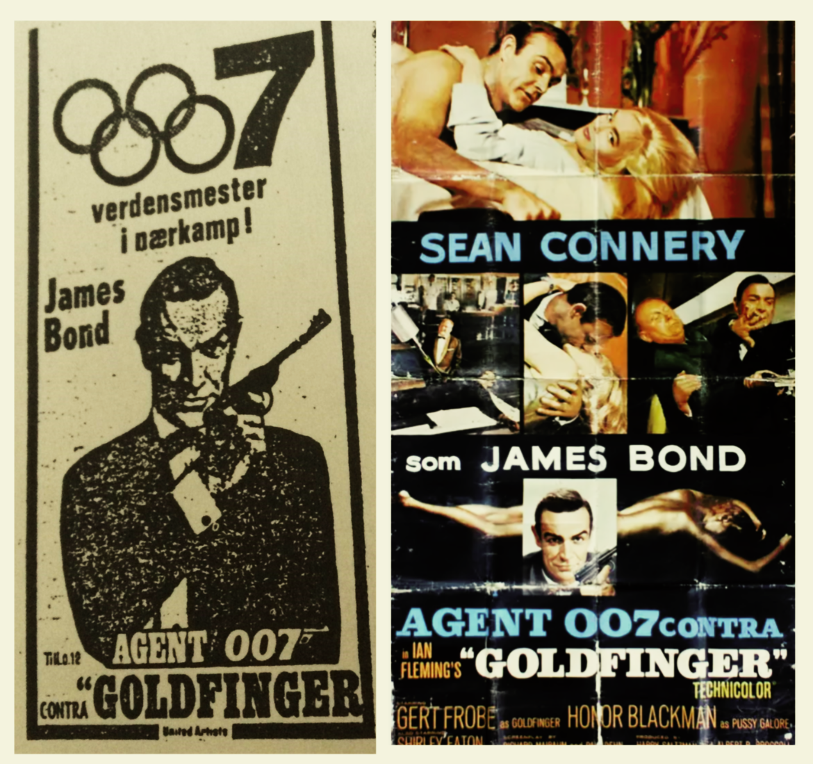 Goldfinger dansk plakat, Sean Connery, 1964