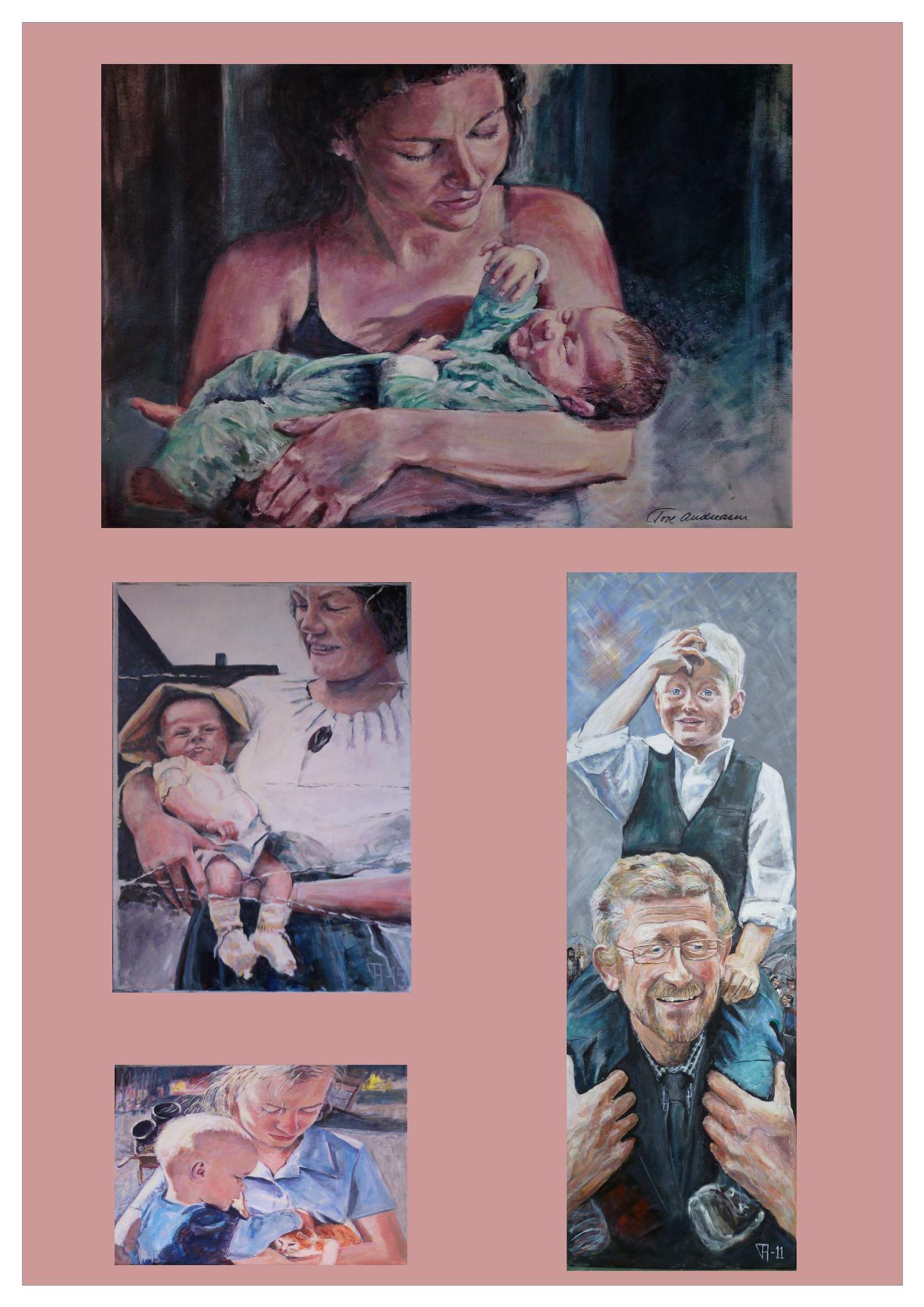 malerier, portrætter, kvinder med børn, akrylmaleri, mor_og_barn_maleri, Tove_Lois_Andreasen