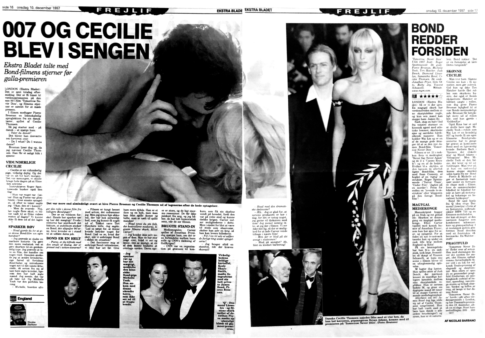 Ekstra Bladet. Cecilie Thomsen. Tomorrow never dies. 007. James Bond