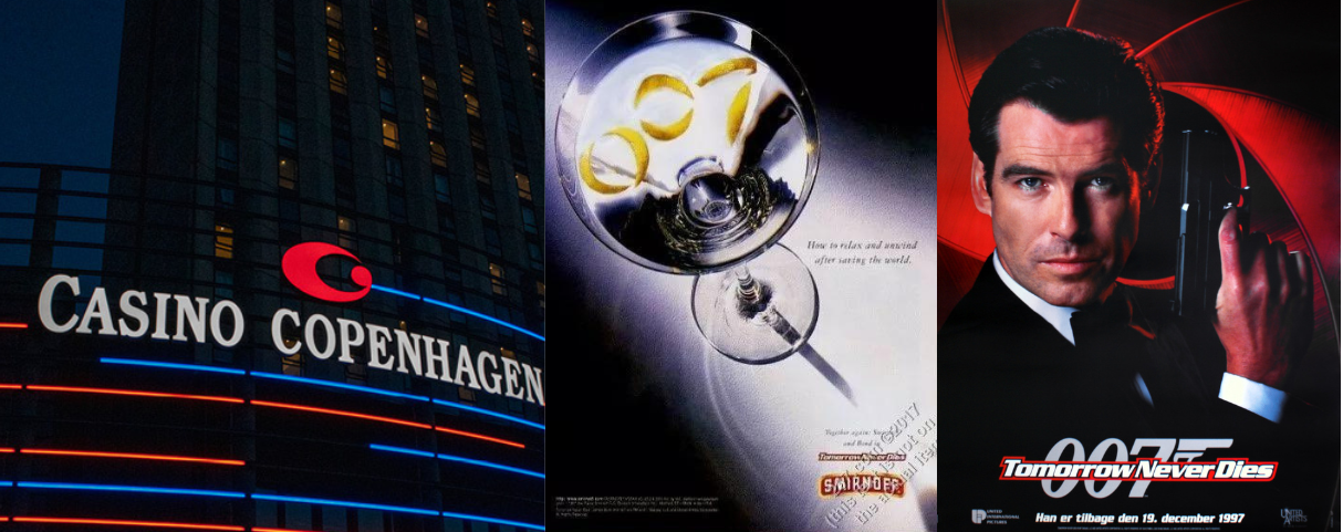 Casino Copenhagen. James Bond. Vodka martini. Pierce Brosnan. Tomorrow never dies