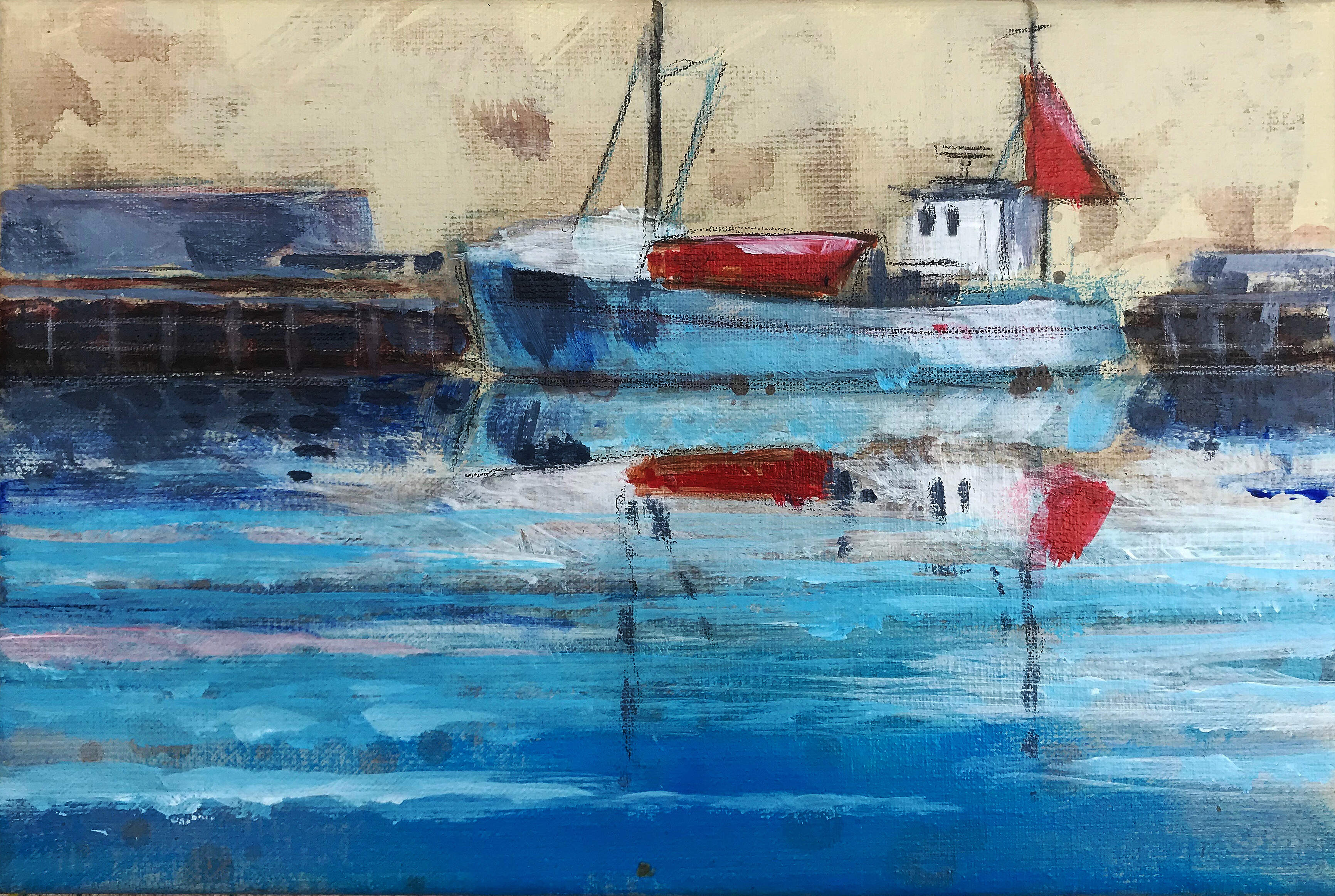 Fiskekutter i Havnebyen 2 Maleri af Ole Pihl
