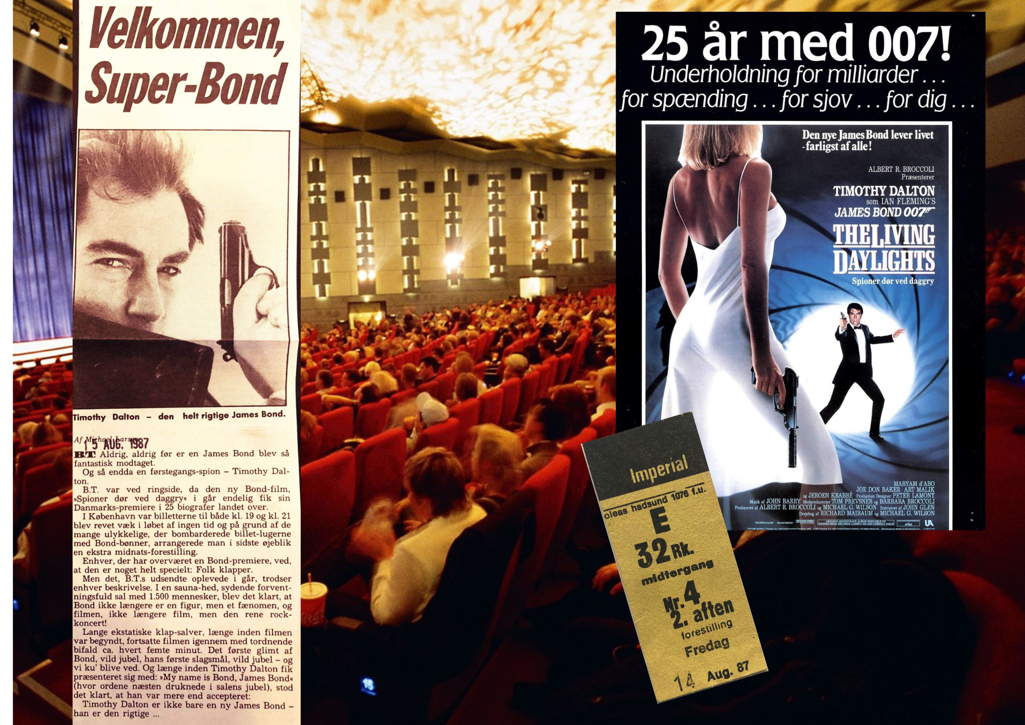 B.T. Premiere-billet. Imperial. Spioner dør ved daggry. Bond. The Living daylights. 007.