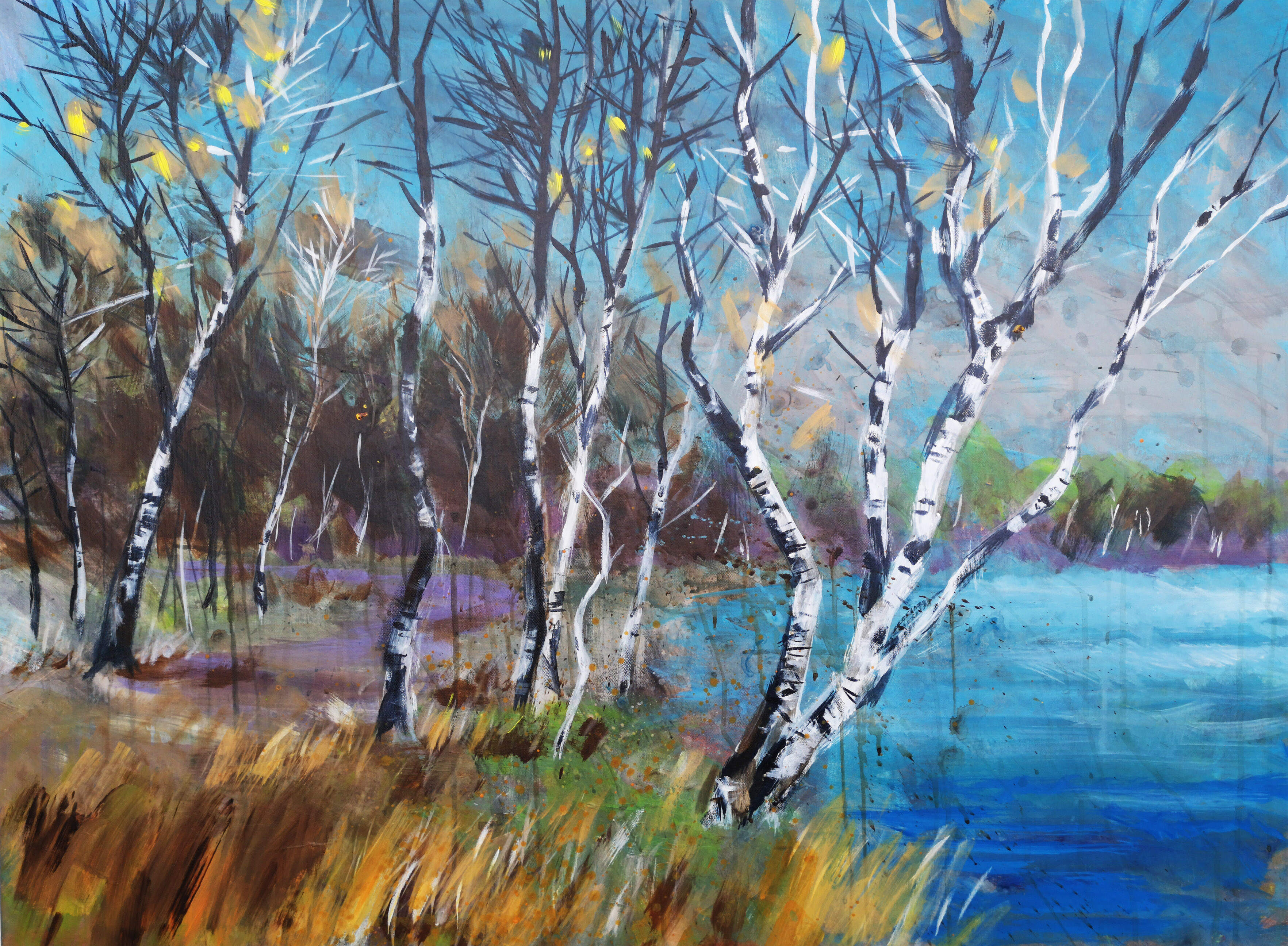 Birketræer i Rold Skov maleri af Ole Pihl